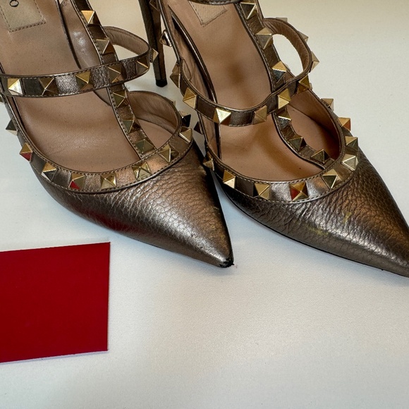 Valentino Rockstud Metallic Ankle Strap Pump 100 mm. 37 - Picture 7 of 9